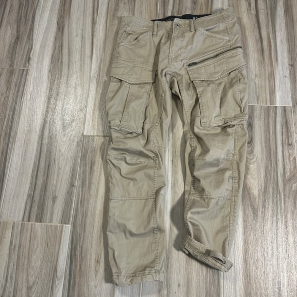 G Star Raw Pants Mens 32x27 Tan Cargo Rovic Zip‎ 3D Regular Tapered Pockets